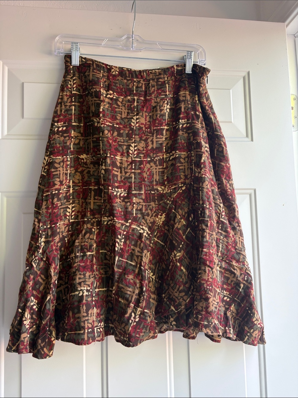 Ann Taylor Loft A-Line Skirt in Rust, Brown , Green and Gold Pattern